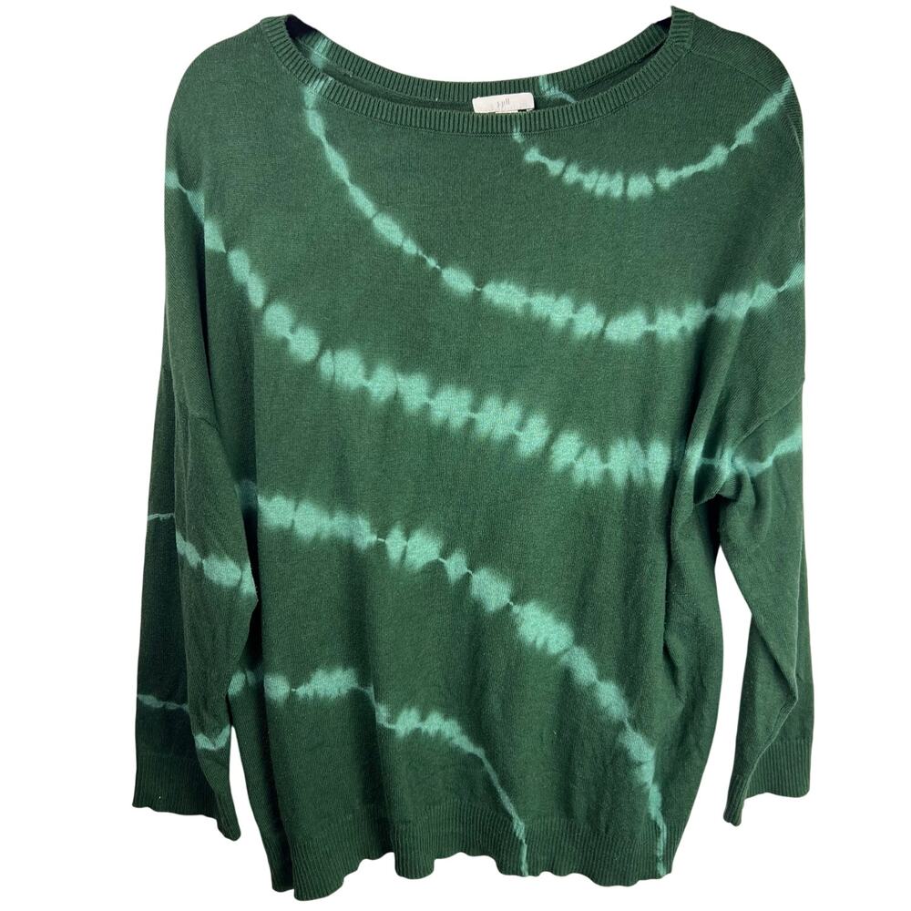J. Jill Green Tie Dye Sweater, Cotton Blend, Lightweight Pullover, Casual Cozy - Picture 2 of 14